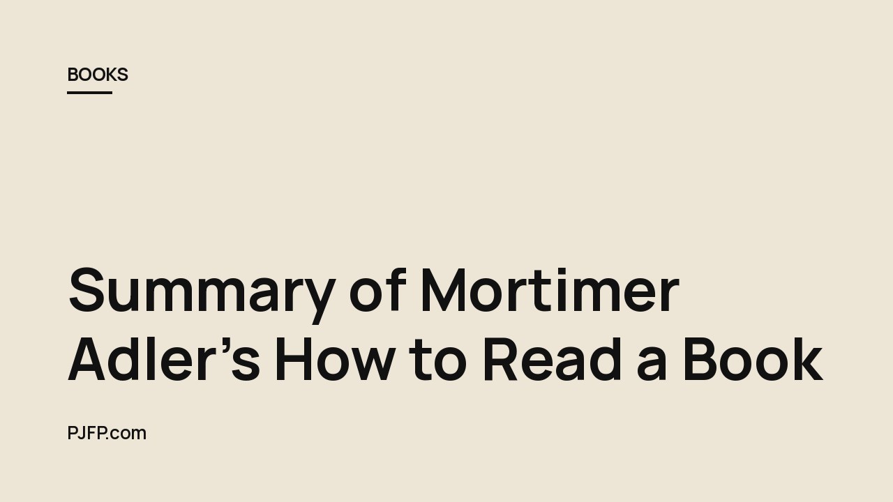 Summary of Mortimer Adler’s How to Read a Book