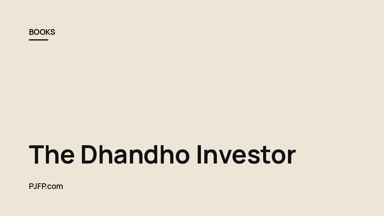 The Dhandho Investor: A Low-Risk Path to High Returns